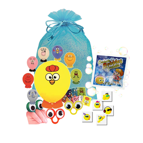 Value Party Bag, create it yourself balloon, finger ring pet, catch-a-bubbles packet & party tattoo