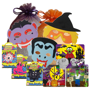 Halloween Party Bag, spooky Monster foam face mask, jigsaw puzzle & creepy crawly sticky creature