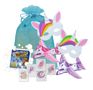 Unicorn Party Bag, unicorn mask, unicorn glider, magic packet, catch-a-bubbles & party tattoo