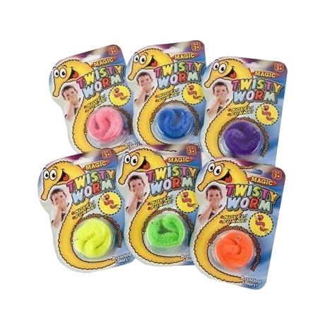 Twisted worm, kids toys, worm toys, sticky worms, magic & science worms.